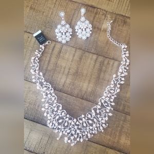 INC Rose Gold and Pearl Collar Necklace Set